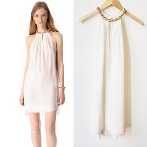 Rebecca Taylor Silk & Sequin Halter Dress, Ivory, 6